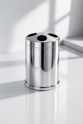 Krom 3 Lü Set 3 Lt Çöp Kovası Wc Fırçası Ve Diş Fırçalık Titan - 6