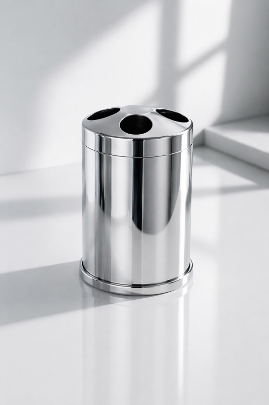 Krom 3 Lü Set 3 Lt Çöp Kovası Wc Fırçası Ve Diş Fırçalık Titan - 6