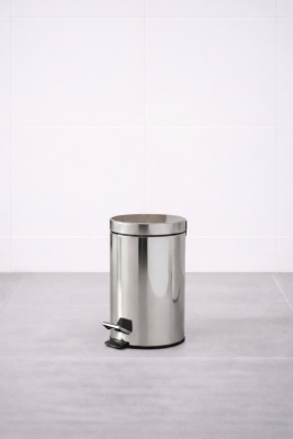 Krom 8 Lt Pedallı Paslanmaz Metal Banyo, Tuvalet, Mutfak ve Ofis Çöp Kovası Titan 7008 - 4