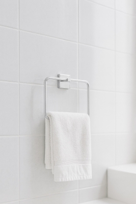 Krom Kare Topuzlu Kare Havluluk – (Yapıştır/Vidala) Montajlı, Parlak Kaplama Dayanıklı Metal Askı - 4