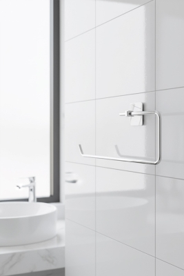 Krom Kare Topuzlu Solo Havluluk (Yapıştır/Vidala) Montajlı Metal Havlu Askısı, Şık & Dayanıklı - 4