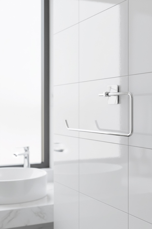 Krom Kare Topuzlu Solo Havluluk (Yapıştır/Vidala) Montajlı Metal Havlu Askısı, Şık & Dayanıklı - 4