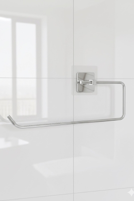 Krom Kare Topuzlu Solo Havluluk (Yapıştır/Vidala) Montajlı Metal Havlu Askısı, Şık & Dayanıklı - 5