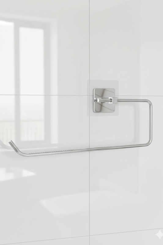 Krom Kare Topuzlu Solo Havluluk (Yapıştır/Vidala) Montajlı Metal Havlu Askısı, Şık & Dayanıklı - 5