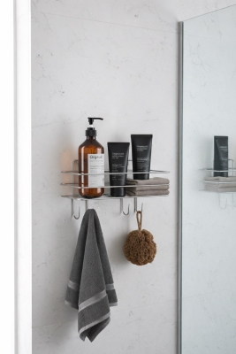 Krom Yapışkanlı Şampuanlık 30 cm Askılı Banyo Duş Rafı Organizer TŞK-01 - 1