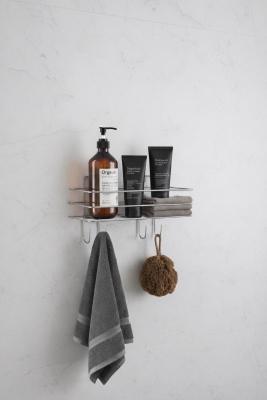 Krom Yapışkanlı Şampuanlık 30 cm Askılı Banyo Duş Rafı Organizer TŞK-01 - 2