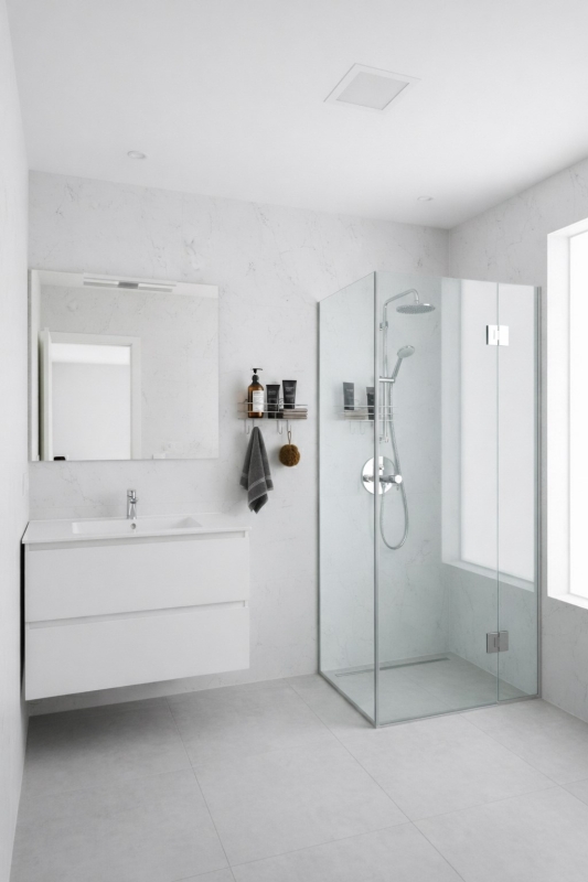 Krom Yapışkanlı Şampuanlık 30 cm Askılı Banyo Duş Rafı Organizer TŞK-01 - 6