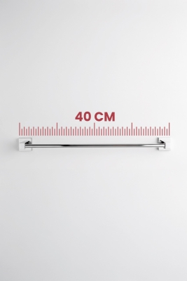 Krom Yapışkanlı Uzun Havluluk – Kare Topuzlu Metal Banyo Havlu Askısı, Dayanıklı & Şık - 3