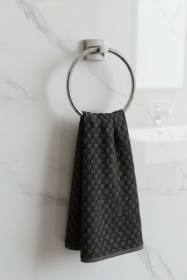 Krom Yuvarlak Halka Havlu Askılığı – Kare Topuzlu, Krom Kaplama, Dayanıklı Metal Askı - 2