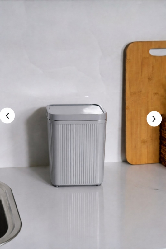 Lines Çöp Kovası Mutfak Banyo Tezgah Üstü Taşıma Kulplu Çöp Kovası 5 Llitre Gri 3068 - 2
