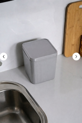 Lines Çöp Kovası Mutfak Banyo Tezgah Üstü Taşıma Kulplu Çöp Kovası 5 Llitre Gri 3068 - 3