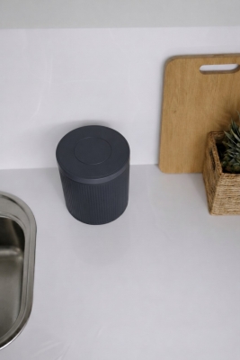 Lines Lüks Çizgili Tezgah Üstü Mutfak Çöp Kovası - Gri Kapaklı Atık Kutusu 5 Litre 3372 - 5