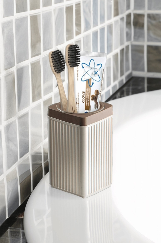 Lines Serisi Açık Gri Banyo Seti, 5 Parça Akrilik Organizer, Sabunluk, Diş Fırçalık, Pamukluk Takım - 3