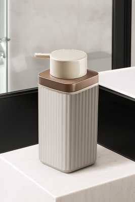 Lines Serisi Açık Gri Banyo Seti, 5 Parça Akrilik Organizer, Sabunluk, Diş Fırçalık, Pamukluk Takım - 6