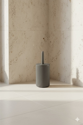 Lines Serisi Antrasit/Gri Akrilik Tuvalet Fırçası – Silindir Standlı, 34cm, Kolay Temizlik - 3371 - 5
