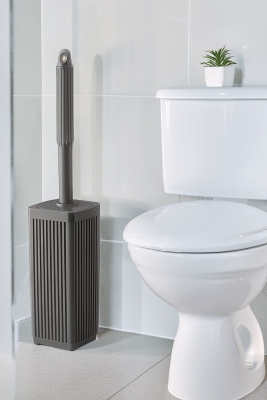 Lines Serisi Gri Banyo Seti, 5 Parça Akrilik Kare 5 Litre Çöp Kovası, Sabunluk, Fırçalık Takımı 3462 - 4