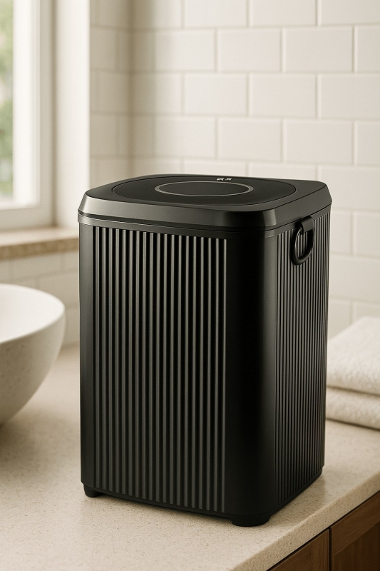 Lines Serisi Siyah 2'li Banyo Seti, Akrilik Kare 5 Litre Çöp Kovası, Tuvalet Fırçası Takımı 3460 - 2