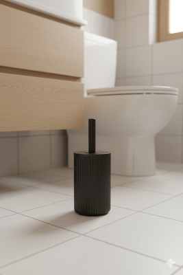 Lines Serisi Siyah Akrilik Tuvalet Fırçası – Silindir Standlı, 34cm, Kolay Temizlik - 3371 - 1