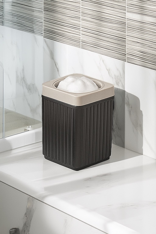 Lines Serisi Siyah Banyo Seti, 5 Parça Akrilik Organizer, Sabunluk, Diş Fırçalık, Pamukluk Takımı - 5