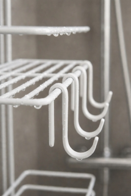 Lüks Beyaz Metal 2 Katlı Banyo Rafı Şampuanlık Ve Duş Rafı Askılı Yapışkanlı Duvara Monte TŞ-02 - 5