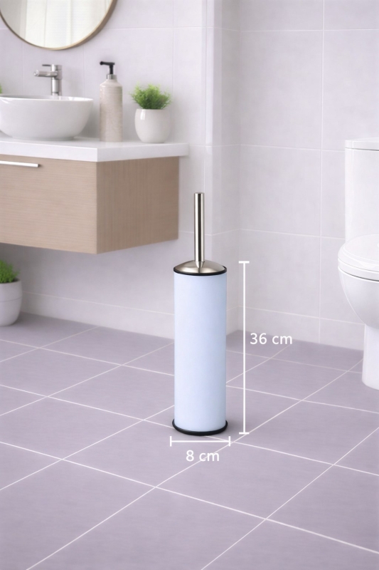 Mavi 2'li Banyo Seti - Metal Çöp Kovası 3 Lt Ve Wc Fırçası Takımı Elit 7200 - 3