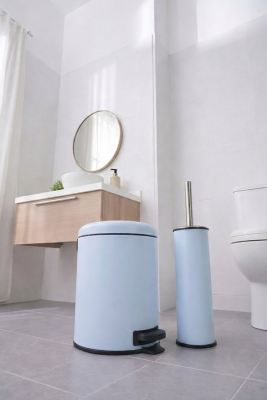 Mavi 2'li Banyo Seti - Metal Çöp Kovası 3 Lt Ve Wc Fırçası Takımı Elit 7200 - 4
