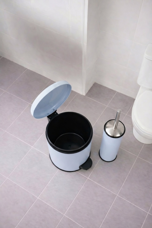 Mavi 2'li Banyo Seti - Metal Çöp Kovası 3 Lt Ve Wc Fırçası Takımı Elit 7200 - 6