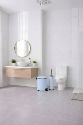 Mavi 2'li Banyo Seti - Metal Çöp Kovası 3 Lt Ve Wc Fırçası Takımı Elit 7200 - 8
