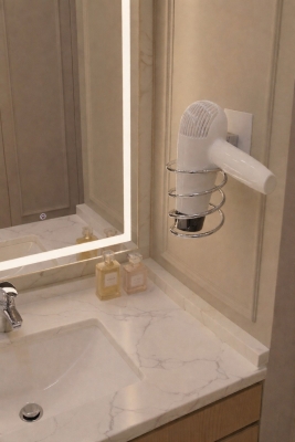 Metal Krom Yapışkanlı Saç Kurutma Makinesi Askısı - Banyo Duvar Düzenleyici MS-012 - 2