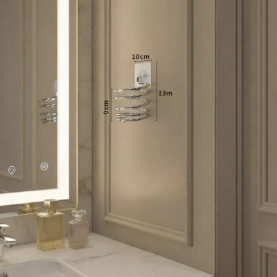 Metal Krom Yapışkanlı Saç Kurutma Makinesi Askısı - Banyo Duvar Düzenleyici MS-012 - 6