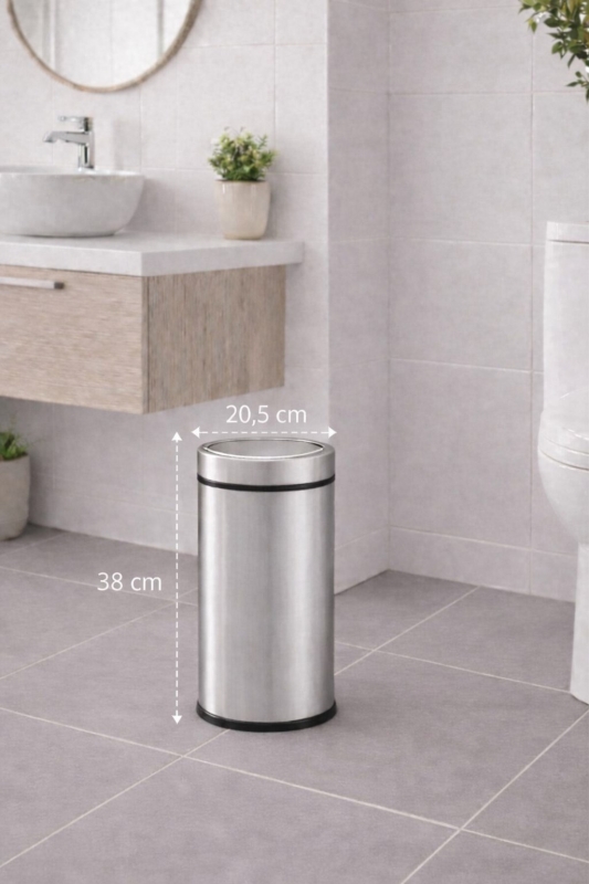Modern Banyo Seti 11 Lt Döner Kapaklı Çöp Kovası + Tuvalet Fırçası WC Seti - 8