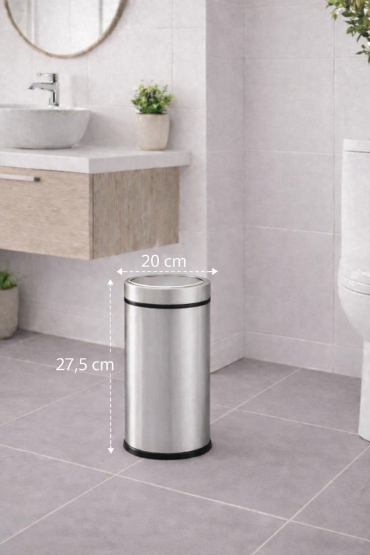Modern Banyo Seti 5 Lt Döner Kapaklı Çöp Kovası + Tuvalet Fırçası WC Seti - 8