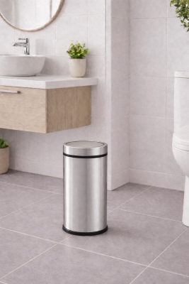 Modern Banyo Seti 8 Lt Döner Kapaklı Çöp Kovası + Tuvalet Fırçası WC Seti - 2