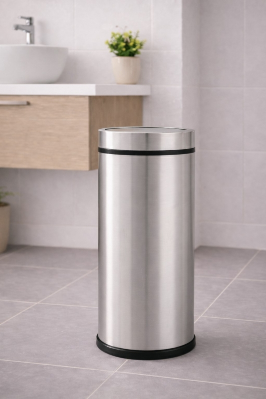 Modern Banyo Seti 8 Lt Döner Kapaklı Çöp Kovası + Tuvalet Fırçası WC Seti - 8