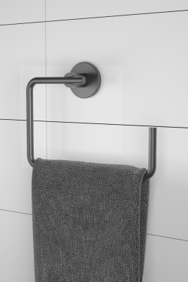 Ömür Boyu Paslanmaz Kare Havluluk Siyah Havlu Askısı - Sas Haus