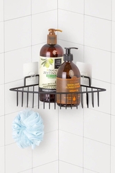  - Sas Haus Ömür Boyu Paslanmaz Yapışkanlı Banyo Düzenleyici Şampuanlık Duş Rafı Siyah DS-721