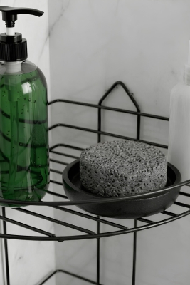 Banyo Köşe Rafı Askılı Duş Organizeri ve Şampuanlık 2 Katlı Siyah EK-02 - 4