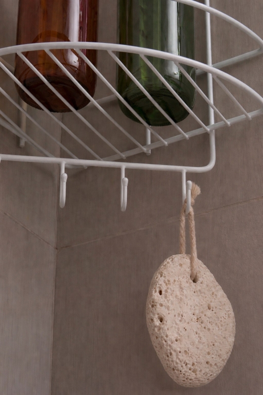 Paslanmaz Beyaz Yapışkanlı Banyo Köşeliği Düzenleyici, Şampuanlık, Duş Rafı 2 Katlı EK-02 - 5