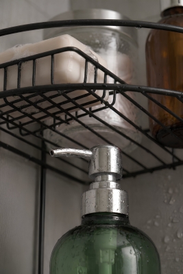 Paslanmaz Siyah Yapışkanlı Banyo Köşeliği Düzenleyici, Şampuanlık, Duş Rafı 2 Katlı EK-02 - 4