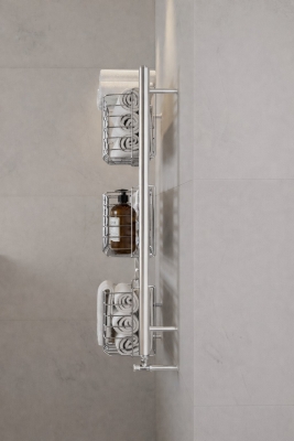 Petek Üstü Çok Amaçlı Banyo Rafı – Metal Havluluk & Düzenleyici Sepet 1 Adet Krom - 4