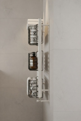 Petek Üstü Çok Amaçlı Banyo Rafı – Metal Havluluk & Düzenleyici Sepet 1 Adet Siyah - 4