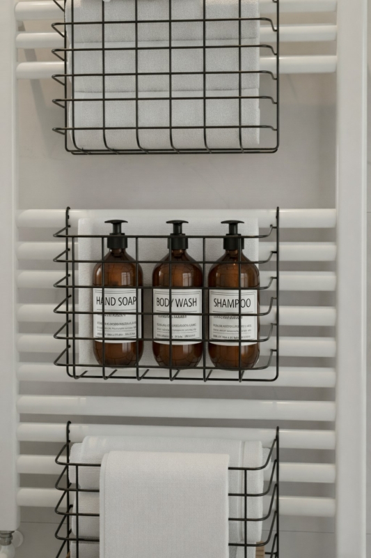 Petek Üstü Çok Amaçlı Banyo Rafı – Metal Havluluk & Düzenleyici Sepet 1 Adet Siyah - 6