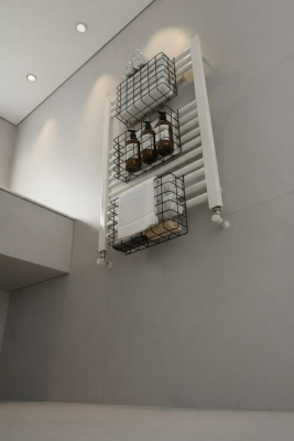 Petek Üstü Çok Amaçlı Banyo Rafı – Metal Havluluk & Düzenleyici Sepet 1 Adet Siyah - 8