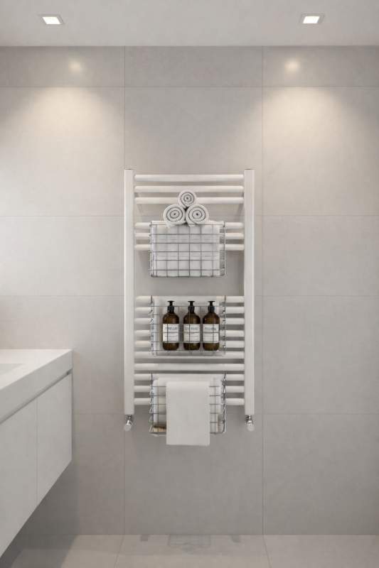 Petek Üstü Çok Amaçlı Banyo Rafı – Metal Havluluk & Düzenleyici Sepet 3 Adet Krom PAN - 6