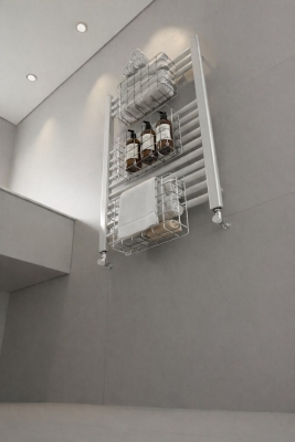 Petek Üstü Çok Amaçlı Banyo Rafı – Metal Havluluk & Düzenleyici Sepet 3 Adet Krom PAN - 7