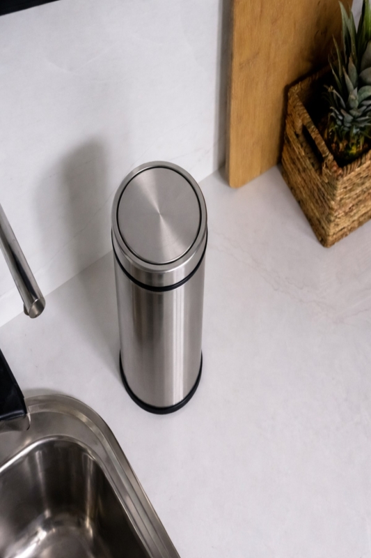 Premium 5 Litre Krom Minimalist Paslanmaz Çelik Tezgah Üstü Çöp Kovası Titan 7505 - 2