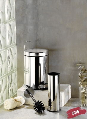 Krom 3 Lt Pedallı Çöp Kovası ve Tuvalet/WC Fırçası Banyo Seti - Sas Haus