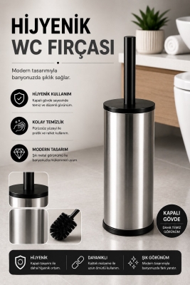 Krom 3 Lt Pedallı Çöp Kovası ve Tuvalet/WC Fırçası Banyo Seti - 5
