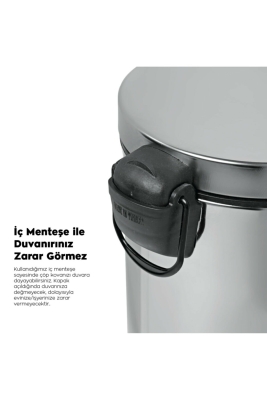 Krom 2 Parça Banyo Seti - 5LT Pedallı Banyo Çöp Kovası, Tuvalet/WC, Klozet Fırçası Seti - 5