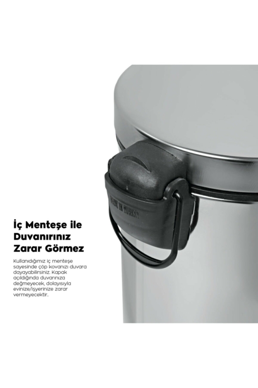 Krom 2 Parça Banyo Seti - 5LT Pedallı Banyo Çöp Kovası, Tuvalet/WC, Klozet Fırçası Seti - 5